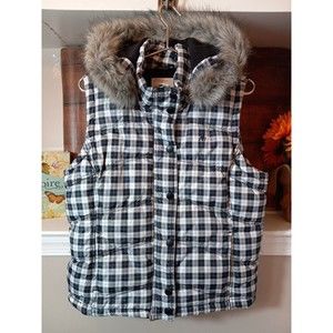 Aeropostale Puffer Plaid Sleeveless Vest‎ With Removable Hood Size XL
